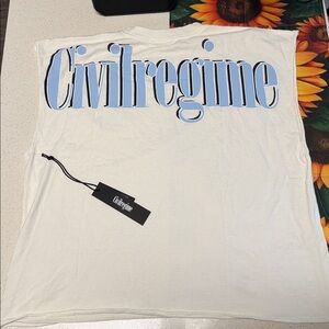 NEW Civil Regime Men's White Tank Top with Blue Logo